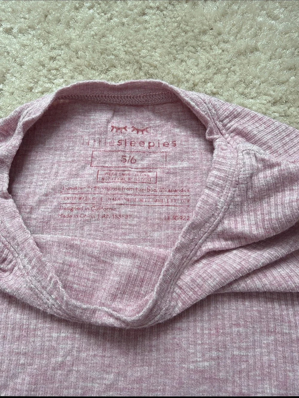Little Sleepies Ribbed Long Sleeve Pajama Set in Mauve Pink